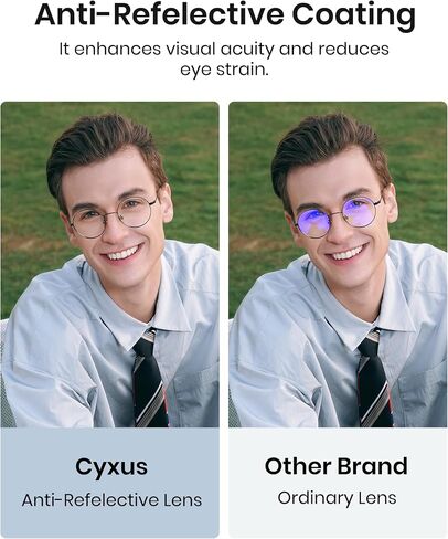 Cyxus Round Blue Light Glasses for Men Women Wire Frame UV Blocking Computer Glasses Clear Lens Metal Ultra Light Eyewear in Kuwait