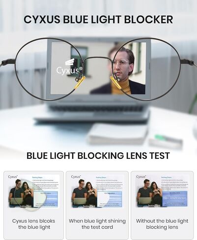 Cyxus Round Blue Light Glasses for Men Women Wire Frame UV Blocking Computer Glasses Clear Lens Metal Ultra Light Eyewear in Kuwait