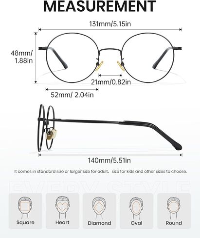 Cyxus Round Blue Light Glasses for Men Women Wire Frame UV Blocking Computer Glasses Clear Lens Metal Ultra Light Eyewear in Kuwait