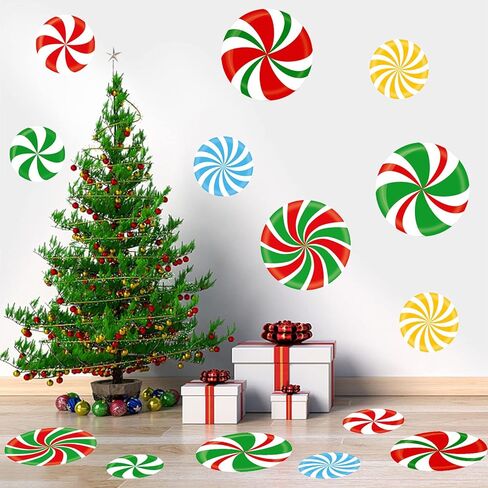 14 PCS Large Christmas Peppermint Floor Decals Christmas Wall Decals Peppermint Floor Decals Stickers for Christmas Candy Party Decorations in Kuwait