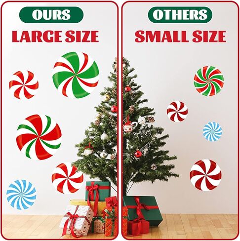 14 PCS Large Christmas Peppermint Floor Decals Christmas Wall Decals Peppermint Floor Decals Stickers for Christmas Candy Party Decorations in Kuwait