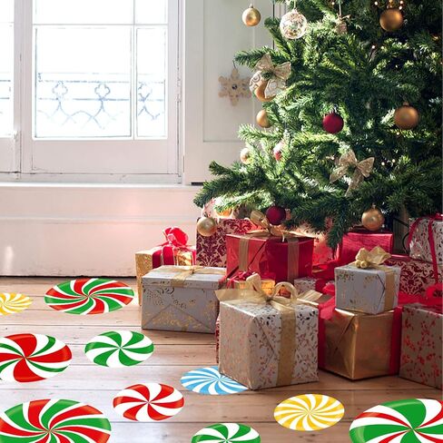 14 PCS Large Christmas Peppermint Floor Decals Christmas Wall Decals Peppermint Floor Decals Stickers for Christmas Candy Party Decorations in Kuwait