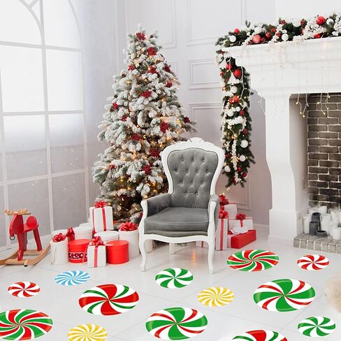 14 PCS Large Christmas Peppermint Floor Decals Christmas Wall Decals Peppermint Floor Decals Stickers for Christmas Candy Party Decorations in Kuwait