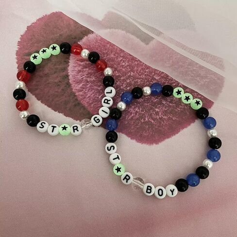 2 قطعة نجمة فتاة بوي مطرز أساور الصداقة الأزواج الخماسية نجمة أساور للنساء الفتيات في سن المراهقة Y2k الهيب هوب أفضل أصدقاء المجوهرات هدية in Kuwait