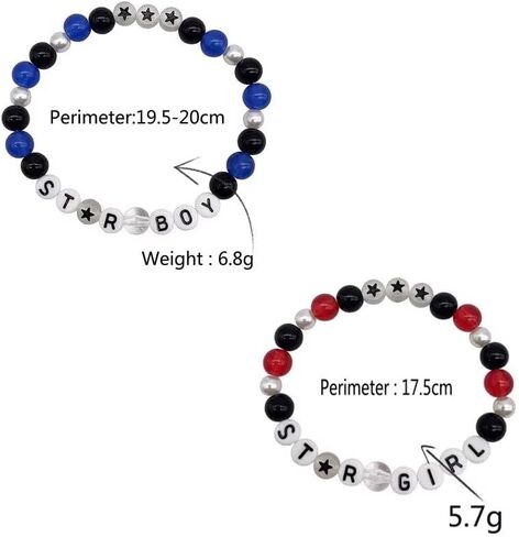 2 قطعة نجمة فتاة بوي مطرز أساور الصداقة الأزواج الخماسية نجمة أساور للنساء الفتيات في سن المراهقة Y2k الهيب هوب أفضل أصدقاء المجوهرات هدية in Kuwait