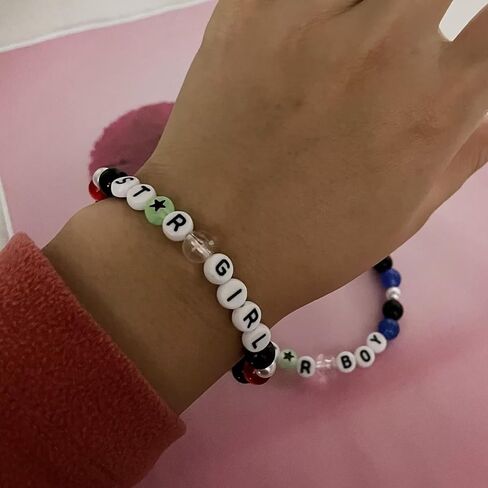 2 قطعة نجمة فتاة بوي مطرز أساور الصداقة الأزواج الخماسية نجمة أساور للنساء الفتيات في سن المراهقة Y2k الهيب هوب أفضل أصدقاء المجوهرات هدية in Kuwait