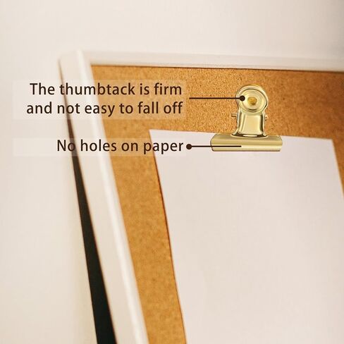 30 Pieces Thumb Tacks Clips Gold Heavy Duty Push Pins Clips Metal Cubicle Clips Cork Board Pins No Holes for Paper, Creative Paper Clips with Tack for Cork Board and Photo Wall in Kuwait