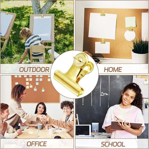 30 Pieces Thumb Tacks Clips Gold Heavy Duty Push Pins Clips Metal Cubicle Clips Cork Board Pins No Holes for Paper, Creative Paper Clips with Tack for Cork Board and Photo Wall in Kuwait