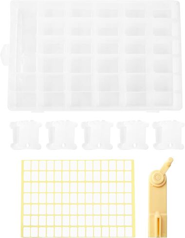 Mandala Crafts Plastic Embroidery Floss Organizer Box with Dividers Bobbin Winder 100 Floss Bobbins 398 Stickers for Embroidery Thread Storage - Cross Stitch Organizer for Floss Storage in Saudi Arabia