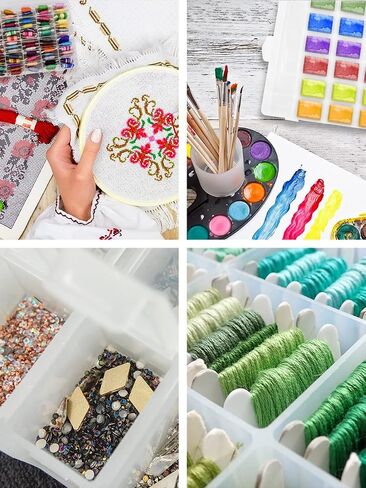 Mandala Crafts Plastic Embroidery Floss Organizer Box with Dividers Bobbin Winder 100 Floss Bobbins 398 Stickers for Embroidery Thread Storage - Cross Stitch Organizer for Floss Storage in Saudi Arabia