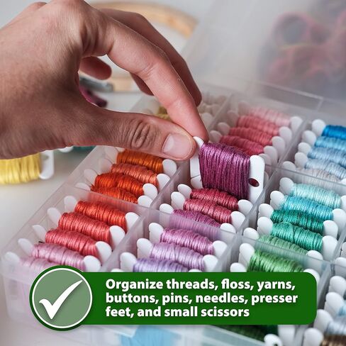 Mandala Crafts Plastic Embroidery Floss Organizer Box with Dividers Bobbin Winder 100 Floss Bobbins 398 Stickers for Embroidery Thread Storage - Cross Stitch Organizer for Floss Storage in Saudi Arabia