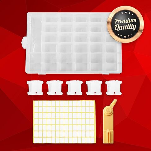 Mandala Crafts Plastic Embroidery Floss Organizer Box with Dividers Bobbin Winder 100 Floss Bobbins 398 Stickers for Embroidery Thread Storage - Cross Stitch Organizer for Floss Storage in Saudi Arabia