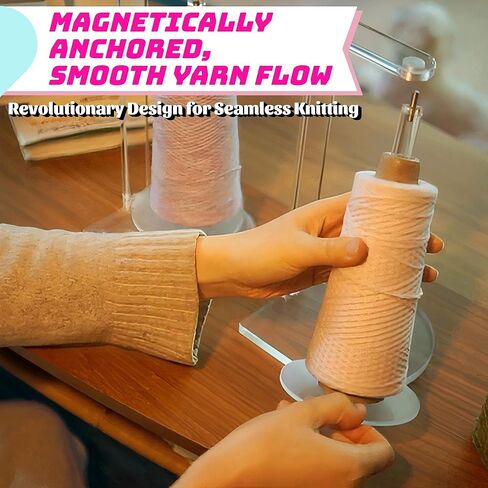 حامل غزل الكروشيه المغناطيسي Flyingyarn - تصميم أكريليك أنيق، خالي من التشابك، حياكة خالية من الاحتكاك ومستلزمات كروشيه لجميع أنواع الغزل - رفيق الحياكة المثالي، آلية التدوير in Kuwait