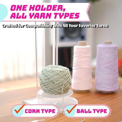 حامل غزل الكروشيه المغناطيسي Flyingyarn - تصميم أكريليك أنيق، خالي من التشابك، حياكة خالية من الاحتكاك ومستلزمات كروشيه لجميع أنواع الغزل - رفيق الحياكة المثالي، آلية التدوير in Kuwait