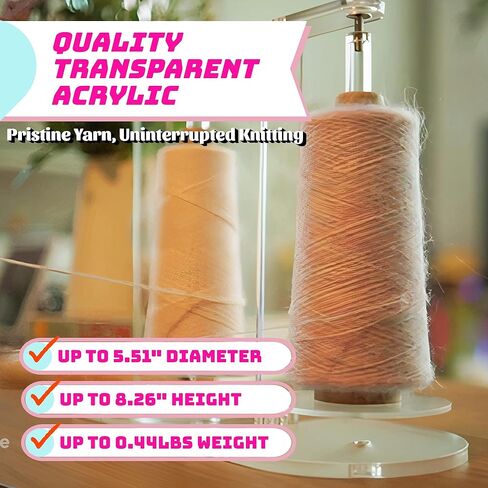 حامل غزل الكروشيه المغناطيسي Flyingyarn - تصميم أكريليك أنيق، خالي من التشابك، حياكة خالية من الاحتكاك ومستلزمات كروشيه لجميع أنواع الغزل - رفيق الحياكة المثالي، آلية التدوير in Kuwait
