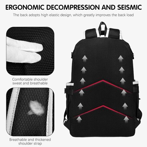 حقيبة ظهر للأولاد حقيبة سفر بتصميم الرسوم المتحركة حقيبة ظهر للكمبيوتر المحمول بنمط مضيء - حزام كتف قابل للتعديل حقيبة مدرسية مضادة للماء مع منفذ شحن USB وحقيبة أقلام بقفل مختلط in Kuwait