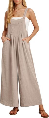 IWOLLENCE Women's Summer Jumpsuits Boho Wide Leg Overalls Casual Loose Rompers with Pockets 2026 in Kuwait