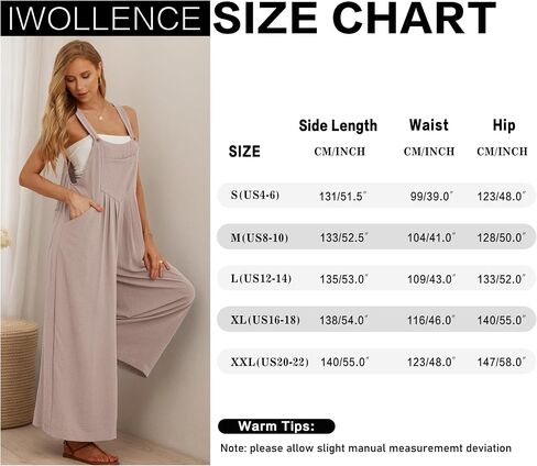 IWOLLENCE Women's Summer Jumpsuits Boho Wide Leg Overalls Casual Loose Rompers with Pockets 2026 in Kuwait