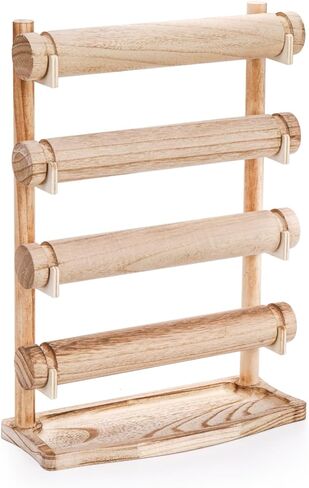 حامل عرض سوار من 4 طبقات من ديكونوي، رف عرض إكسسوارات مجوهرات خشبية، حامل منظم سوار ريفي للساعة، الإسورة، القلادة، الخواتم، تخزين ربطات العنق in Kuwait