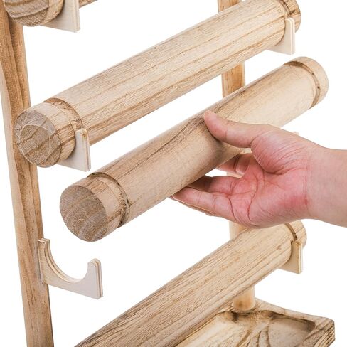 حامل عرض سوار من 4 طبقات من ديكونوي، رف عرض إكسسوارات مجوهرات خشبية، حامل منظم سوار ريفي للساعة، الإسورة، القلادة، الخواتم، تخزين ربطات العنق in Kuwait