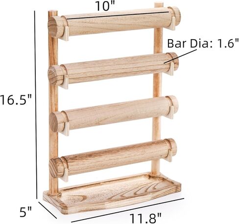 حامل عرض سوار من 4 طبقات من ديكونوي، رف عرض إكسسوارات مجوهرات خشبية، حامل منظم سوار ريفي للساعة، الإسورة، القلادة، الخواتم، تخزين ربطات العنق in Kuwait