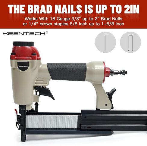 Pneumatic Staple Gun, 2 in 1 Nail Gun, 18 Gauge Brad Nailer with Depth Control, Adjustable Nailgun, Air Power Wood Nailers, Upholstery Crown Stapler for Woodworking, Carry Case, KT5040C in Saudi Arabia