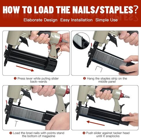 Pneumatic Staple Gun, 2 in 1 Nail Gun, 18 Gauge Brad Nailer with Depth Control, Adjustable Nailgun, Air Power Wood Nailers, Upholstery Crown Stapler for Woodworking, Carry Case, KT5040C in Saudi Arabia