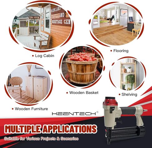 Pneumatic Staple Gun, 2 in 1 Nail Gun, 18 Gauge Brad Nailer with Depth Control, Adjustable Nailgun, Air Power Wood Nailers, Upholstery Crown Stapler for Woodworking, Carry Case, KT5040C in Saudi Arabia