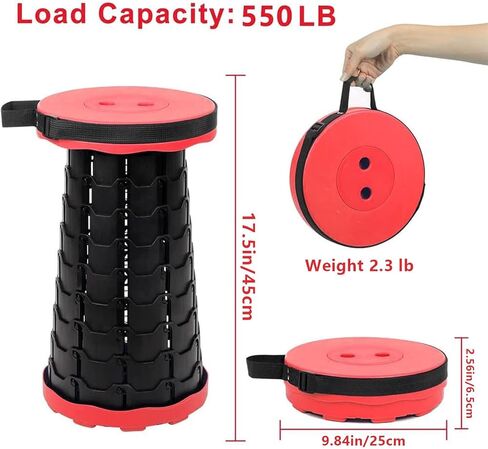 Upgraded Foldable Stool Thickened, Folding Chair with Load Capacity 400lbs, Collapsible Stool Retractable Stool for Fishing, Hiking Tours, BBQ, Parties, Outdoor Activities (Black) in Saudi Arabia