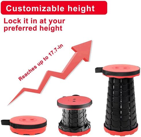 Upgraded Foldable Stool Thickened, Folding Chair with Load Capacity 400lbs, Collapsible Stool Retractable Stool for Fishing, Hiking Tours, BBQ, Parties, Outdoor Activities (Black) in Saudi Arabia