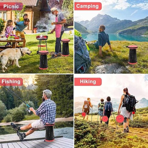 Upgraded Foldable Stool Thickened, Folding Chair with Load Capacity 400lbs, Collapsible Stool Retractable Stool for Fishing, Hiking Tours, BBQ, Parties, Outdoor Activities (Black) in Saudi Arabia