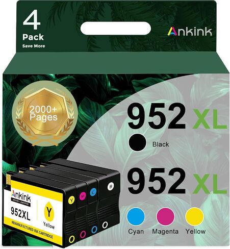 952 XL Replacement for HP 952xl Ink Cartridges Combo Pack Black Color (Cyan Magenta Yellow) 4 Packs Fit for Officejet Pro 8710 7740 8720 8702 8210 7720 8715 8730 8740 8216 8725 8700 8200 Printers in Saudi Arabia