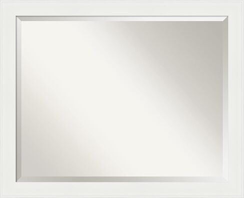 Amanti Art Wall Mirror, Vanity White Narrow Frame Mirror for Wall Decor or use as Bathroom Mirror for Over Sink (25.5 x 31.5 in.) Beveled Mirror, White Mirror, Casual Mirror from WI, USA in Saudi Arabia