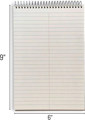 دفتر بورتاج ستينو | 6 × 9 بوصة مع دعامة سميكة للغاية مثالية للكتابة أينما تحتاج، 70 ورقة من الجودة، ورق جريج المسطر، غلاف حلزوني علوي in Kuwait