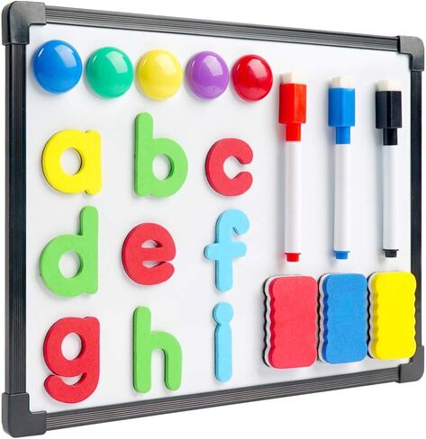 3 ثعالب مغناطيسية 9 × 12 سبورة بيضاء قابلة للمسح الجاف للأطفال، تتضمن 26 لترًا و3 علامات مسح جافة مغناطيسية و5 مغناطيسات، لوحة بيضاء صغيرة لمذكرات الثلاجة، لوحة رسم فنية بيضاء لعبة تعليمية للأطفال in Kuwait