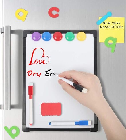 3 ثعالب مغناطيسية 9 × 12 سبورة بيضاء قابلة للمسح الجاف للأطفال، تتضمن 26 لترًا و3 علامات مسح جافة مغناطيسية و5 مغناطيسات، لوحة بيضاء صغيرة لمذكرات الثلاجة، لوحة رسم فنية بيضاء لعبة تعليمية للأطفال in Kuwait