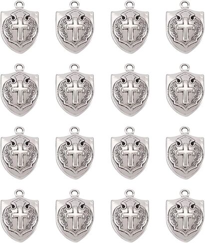 Craftdady Small Cross Charms Tibetan Style Antique Silver Crosses Faith Charms Pendants Crucifix Cross Pendants Metal Dangle Charms for DIY Earring Bracelet Necklace Jewelry Making in Saudi Arabia