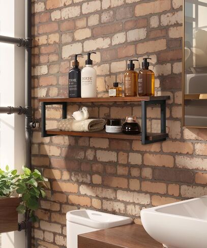SUMGAR 24 inch Long Floating Shelves for Wall Shelving Unit Large Storage All Pine Wood 2 Tier Rack for Bathroom Bedroom Living Room Office Home Modern Industrial Display in Saudi Arabia