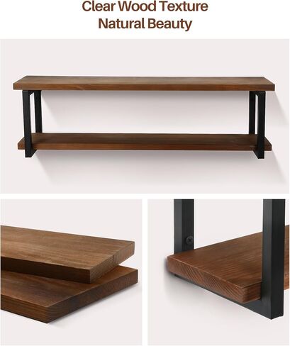 SUMGAR 24 inch Long Floating Shelves for Wall Shelving Unit Large Storage All Pine Wood 2 Tier Rack for Bathroom Bedroom Living Room Office Home Modern Industrial Display in Saudi Arabia