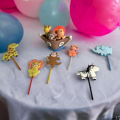 Noah's Ark Cake Toppers Set: Flat figurines cupcake topperes and Centerpiece for Party Decorations - Birthday Party Baby Shower - Animal theme party in Saudi Arabia