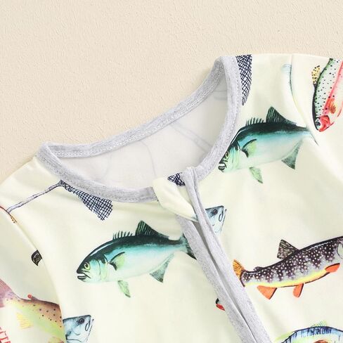 Muasaluxi الوليد بيبي بوي الصيد الزي قصيرة الأكمام الأسماك رومبير سستة ارتداءها قطعة واحدة بذلة ملابس الصيف in Kuwait