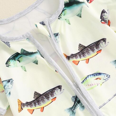 Muasaluxi الوليد بيبي بوي الصيد الزي قصيرة الأكمام الأسماك رومبير سستة ارتداءها قطعة واحدة بذلة ملابس الصيف in Kuwait