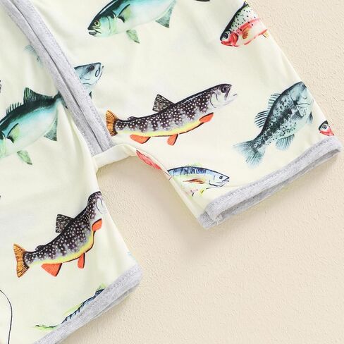 Muasaluxi الوليد بيبي بوي الصيد الزي قصيرة الأكمام الأسماك رومبير سستة ارتداءها قطعة واحدة بذلة ملابس الصيف in Kuwait