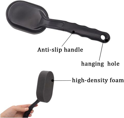 قطعتان من أداة تلميع الإطارات السوداء مع مقبض لإسفنجة تفاصيل الإطارات المنحنية متعددة الأغراض P-K1-028-BK in Kuwait