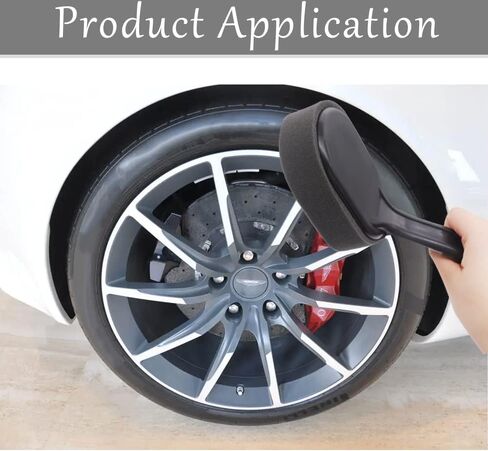 قطعتان من أداة تلميع الإطارات السوداء مع مقبض لإسفنجة تفاصيل الإطارات المنحنية متعددة الأغراض P-K1-028-BK in Kuwait