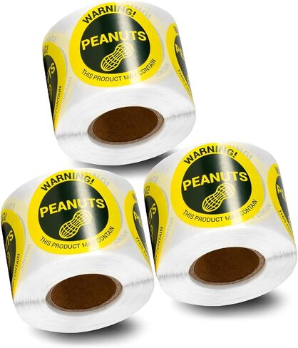 300 Labels - Corn Allergen Label Allergy Warning Stickers, 1.5 inch Circle Dots Corn Allergies Food Advisory Allergens Warning Deli Restaurant Bakery Packaging Sticker Roll - Allergy Alert Labels in Saudi Arabia