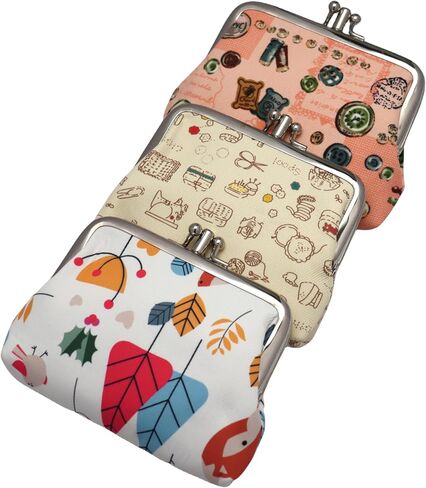 Coin Purse Vintage Bag Lock Wallet Buckle Kiss Lock change purse change holder wallet coin Canvas cotton coin purse (E Pattern 1) in Saudi Arabia