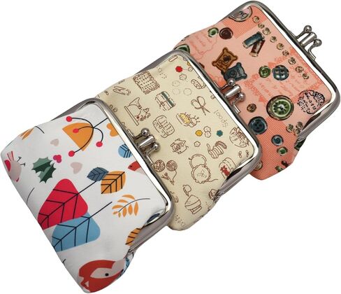 Coin Purse Vintage Bag Lock Wallet Buckle Kiss Lock change purse change holder wallet coin Canvas cotton coin purse (E Pattern 1) in Saudi Arabia