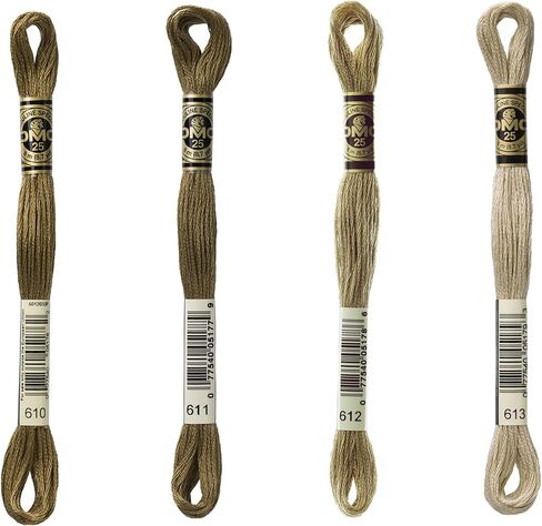 DMC 6-Strand Embroidery Cotton Bundle - Drab Brown Color Family - 4 Skeins of Thread - 8.7yd Skeins in Saudi Arabia
