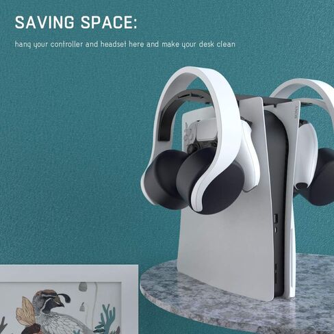 وحدة تحكم مزدوجة في الألعاب وحامل حامل لسماعات الرأس متوافق مع PS5، يتم وضعها على وحدة التحكم in Kuwait